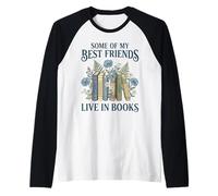 Design Botanico Vintage Amanti dei Libri Amici Maglia con Maniche Raglan