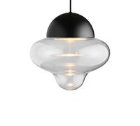 DESIGN BY US Lampada a sospensione LED Nutty XL, trasparente/nero, Ø 30 cm, vetro DESIGN BY US