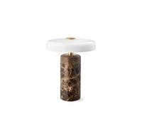 DESIGN BY US Lampada da tavolo ricaricabile Trip LED, marrone/bianco, marmo, vetro, IP44 DESIGN BY US