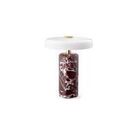 DESIGN BY US Lampada da tavolo ricaricabile Trip LED, rosso/bianco, marmo, vetro, IP44 DESIGN BY US