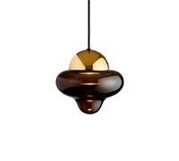 DESIGN BY US Lampada LED a sospensione Nutty, marrone/dorato, Ø 18,5 cm, vetro DESIGN BY US