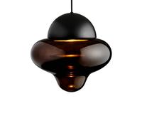 DESIGN BY US Lampada LED a sospensione Nutty XL, marrone / nero, Ø 30 cm, vetro DESIGN BY US
