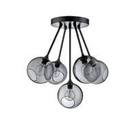 DESIGN BY US Plafoniera Ballroom Molecule, grigio fumo, vetro, a 5 luci DESIGN BY US