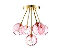 DESIGN BY US Plafoniera Ballroom Molecule, rosa, vetro, a 5 luci DESIGN BY US