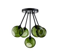 DESIGN BY US Plafoniera Ballroom Molecule, verde, vetro, a 5 luci DESIGN BY US