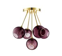 DESIGN BY US Plafoniera Ballroom Molecule, viola, vetro, a 5 luci DESIGN BY US