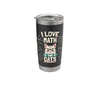 Design carino con scritta "I Love Math And Cats" Bicchiere termico in acciaio inox doppia parete
