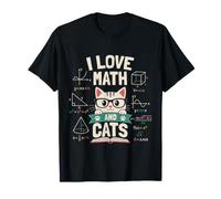 Design Carino con Scritta I Love Math And Cats Maglietta