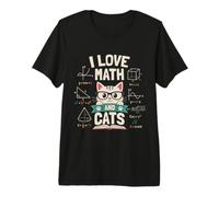 Design Carino con Scritta I Love Math And Cats Maglietta Premium