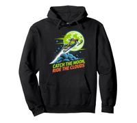Design Catch The Moon Snowmobile - Neon Moon Jump Felpa con Cappuccio