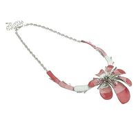 Design Chic Smalto Ibisco Fiori Collana Orecchini Set con / Cristallo Swarovski
