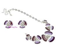 Design Chic Smalto Papavero Fiori di Margherita Collana Orecchini con /