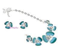 Design Chic Smalto Papavero Fiori di Margherita Collana Orecchini con /