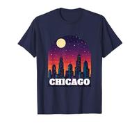 Design «Chicago» Skyline Night Urban Travel Pride Maglietta