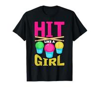 Design colorato con Batteria Hit Like A Girl Maglietta