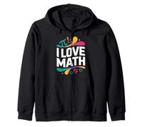 Design colorato con Scritta I Love Math Felpa con Cappuccio