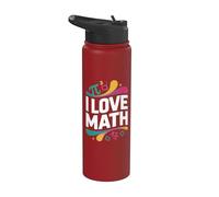 Design colorato con scritta "I Love Math" Stainless Steel Insulated Water Bottle