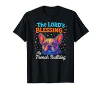 Design colorato con Scritta The Lord's Blessing French Bulldog Dog Maglietta