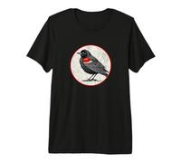 Design colorato con Uccello Merlo dalle Ali Rosse Maglietta Premium