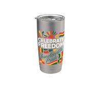 Design Colorato per Celebrare la Libertà di Juneteenth Bicchiere termico in acciaio inox doppia parete