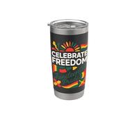 Design Colorato per Celebrare la Libertà di Juneteenth Bicchiere termico in acciaio inox doppia parete