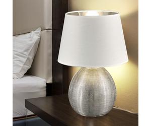 Design Comodino Luce Ceramica Color Argento Dormire Camera Tessuto di Lettura [EEK: Non valutato]