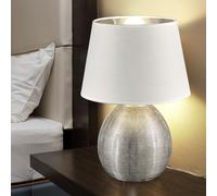 Design Comodino Luce Ceramica Color Argento Dormire Camera Tessuto Luce Notturna [EEK: Non valutato]