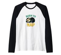 Design con bradipo Born to Nap Lazy Day Mood Animal Maglia con Maniche Raglan