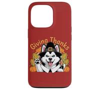 Design con cane "Giving Thanks Pilgrim Happy Harvest" Custodia per iPhone 13 Pro
