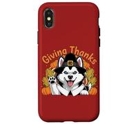 Design con cane "Giving Thanks Pilgrim Happy Harvest" Custodia per iPhone X/XS
