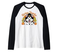Design con Cane Giving Thanks Pilgrim Happy Harvest Maglia con Maniche Raglan