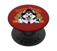Design con cane "Giving Thanks Pilgrim Happy Harvest" PopSockets PopGrip Adesivo