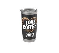 Design con chicchi a forma di cuore I Love Coffee Bicchiere termico in acciaio inox doppia parete
