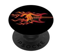 Design con chitarra Burning Fire per appassionati di musica e chitarristi PopSockets PopGrip Adesivo