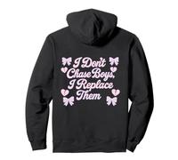 Design con Citazione I Don't Chase Boys con Fiocchi e Cuori Felpa con Cappuccio