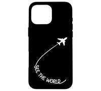 Design con citazione "See The World" per gli amanti dei viaggi minimi Custodia per iPhone 16 Pro Max