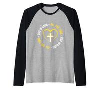 Design con Croce a Forma di Cuore con Scritta in Lingua Inglese God Is Good all The Time Maglia con Maniche Raglan