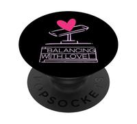 Design con cuore neon in equilibrio con amore PopSockets PopGrip Adesivo