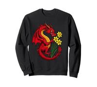 Design con Drago Rosso e narcisi Felpa