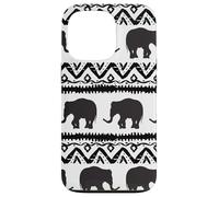 Design con elefante nero, stampa in stile tribale, decorazione bohémien Custodia per iPhone 13 Pro