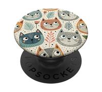 Design con facce di gatto, simpatico gattino, motivo giocoso con gattino PopSockets PopGrip Adesivo