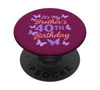 Design con farfalla viola per il 40° compleanno di mio fratello PopSockets PopGrip Adesivo