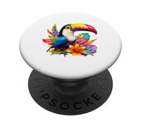 Design con fiori esotici della giungla con uccellini tropicali PopSockets PopGrip Adesivo