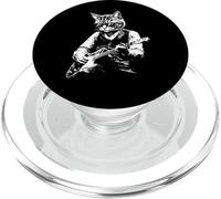 Design con gatto che suona la chitarra e indossa occhiali PopSockets PopGrip per MagSafe