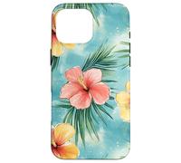 Design con ibisco tropicale, foglie di palma floreali Custodia per iPhone 16 Pro Max