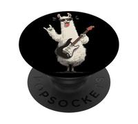 Design con lama che suona la chitarra, stile retrò, musica rock PopSockets PopGrip Adesivo