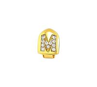 Design con Lettere per I Tuoi Denti, Grillz Unisex per Uomini e Donne, Ottone Placcato Oro 18K con Zircone Cubica, Accessorio per Cosplay Hip-hop(GoldM)