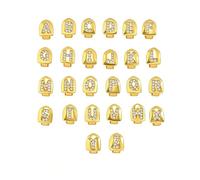 Design con Lettere per I Tuoi Denti, Grillz Unisex per Uomini e Donne, Ottone Placcato Oro 18K con Zircone Cubica, Accessorio per Cosplay Hip-hop(GoldR)