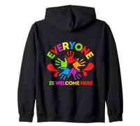 Design con mani colorate "Everyone Is Welcome Here" Felpa con Cappuccio