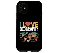 Design con mappa del mondo I Love Geography Custodia per iPhone 11